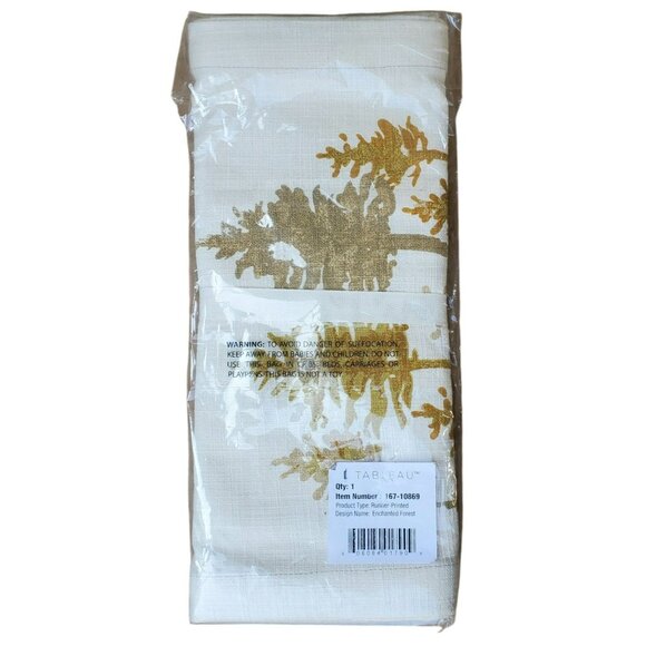 New Holiday Forest Table Runner Linen Christmas Gold Tree Glitter Tableau 14x72 - Picture 1 of 7
